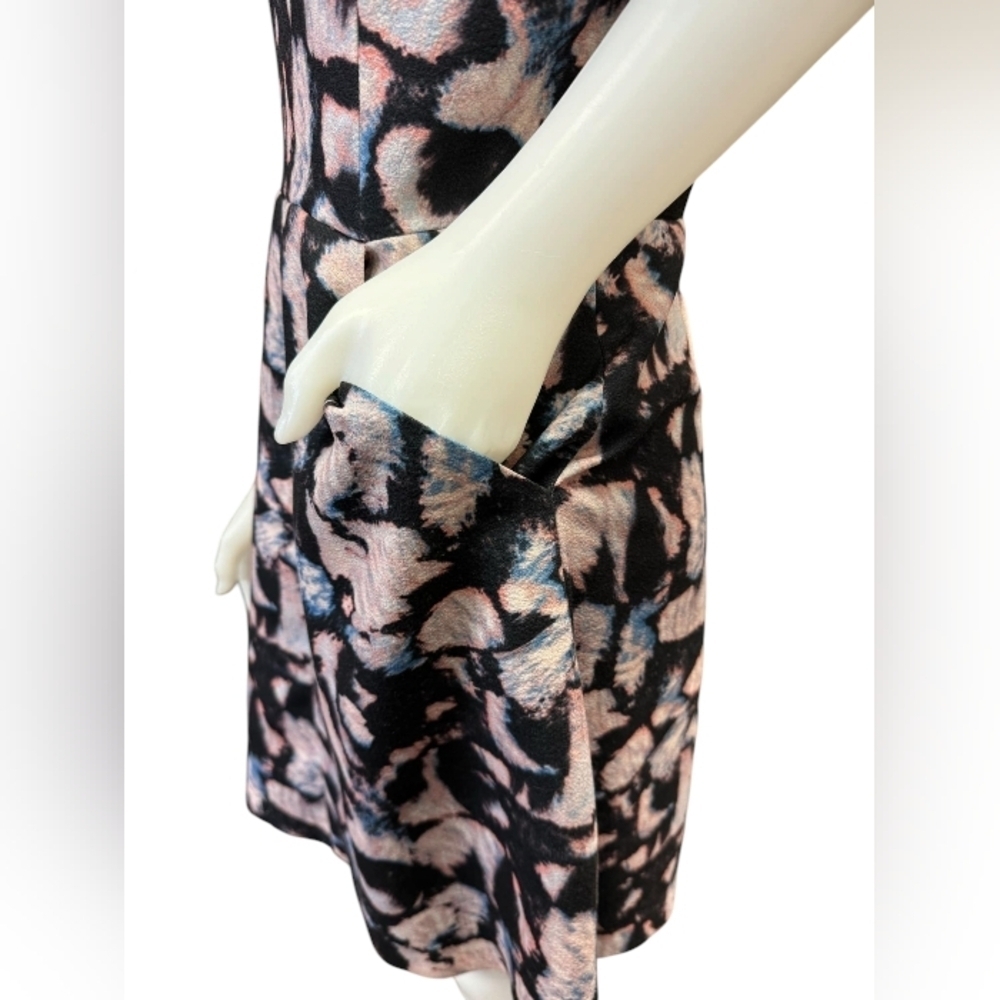 Club Monaco Dress EUC Short Sleeve Mini Black/Pink/Blue Size 8 - Picture 5 of 12